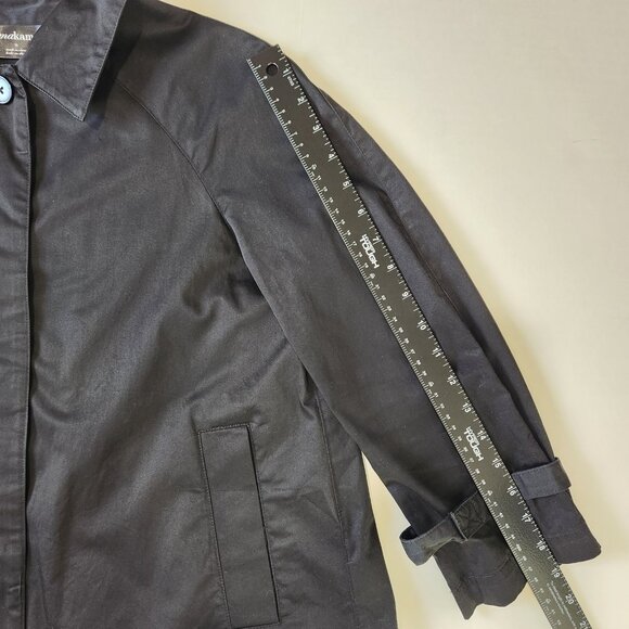 Norma Kamali Cropped Swing Coat 8 Black Lightweight Hidden Button Front - Picture 7 of 10